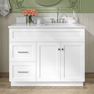 Hamlet 43 in. W x 22 in. D x 35.25 in. H Bath Vanity in White with White Carrara Marble Vanity Top