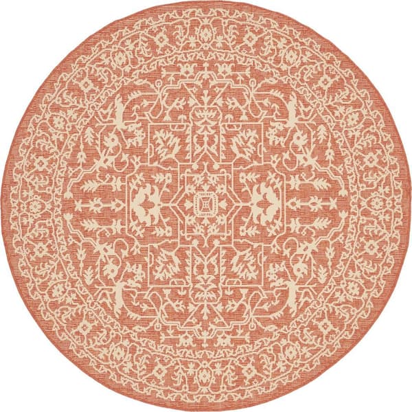 Unique Loom Outdoor Allover Terracotta 6' 0 x 6' 0 Round Rug