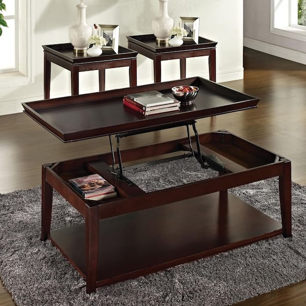 Clemson 48 in Brown Wood Rectangle Coffee Table and 2 End Tables