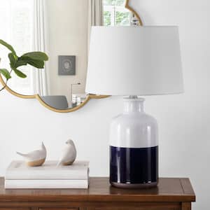 Dani 25.5 in. White/Navy Table Lamp with White Shade