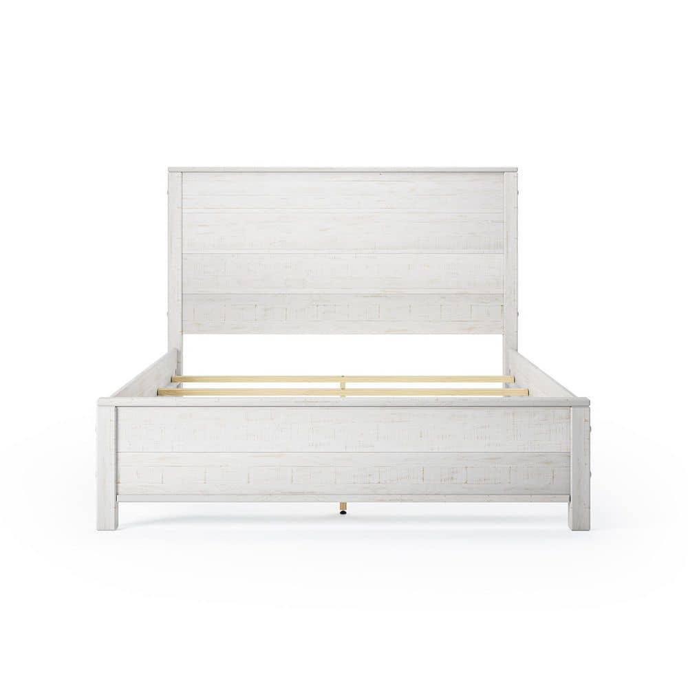 Standard Baja Shabby White Wood Frame Queen Panel Bed with Solid Wood price history on PriceWatchPro