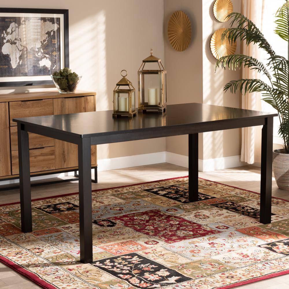 Eveline Espresso Finish Contemporary Square Wood Dining Table