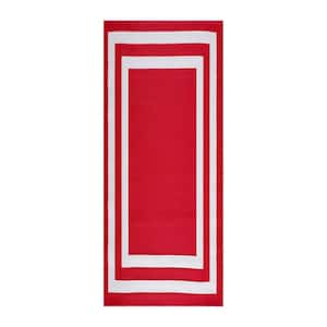 Paris Red White 2 ft. 3 in. x 6 ft. Reversible Recycled Plastic Indoor/Outdoor Area Rug