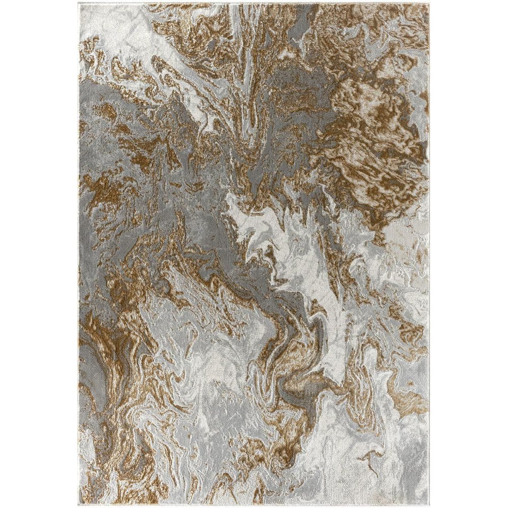 Gray Polypropylene 6 ft. x 9 ft. Abstract Indoor Area Rug