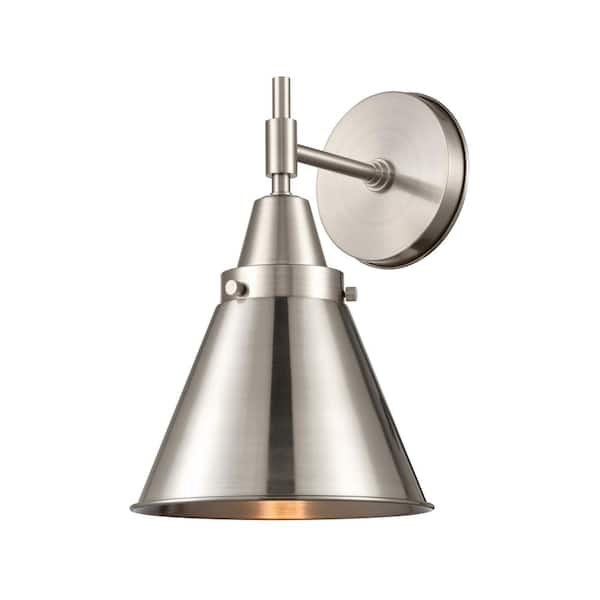 Appalachian 1-Light Satin Nickel Wall Sconce with Nickel Metal Shade