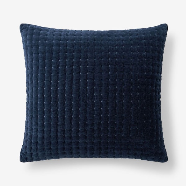 Legends Luxury Tufted Stitch Velvet Decorative Navy 20 in. L x 20 in. W Throw Pillow Cover