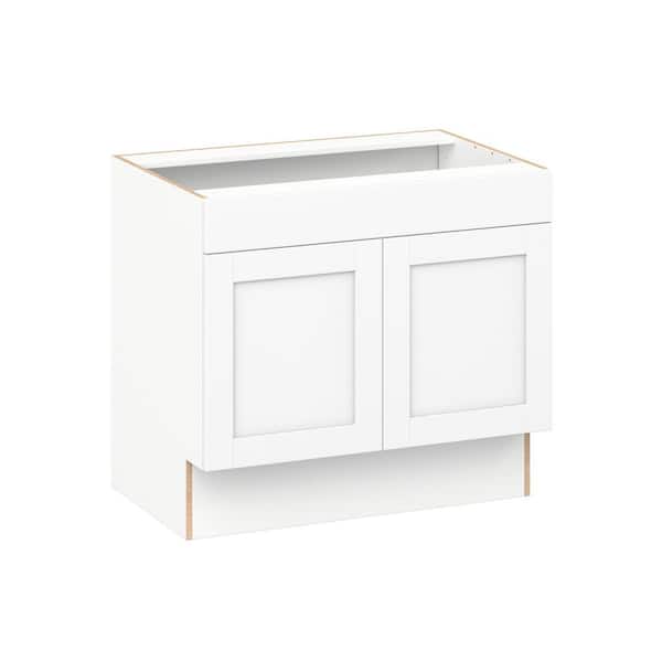 Milton 36 in. W x 24 in. D x 32.5 in. H Assembled Shaker Accessible ADA Sink Base Kitchen Cabinet in Bright White