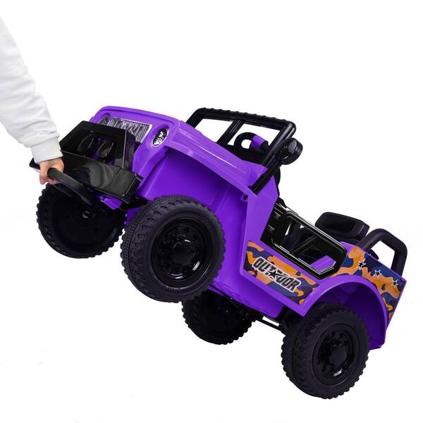 Portable Pull Rod Purple and Black 6V Kids Ride On Truck Electric Car for Kids Ages 3-6 TOBBI Customized Style Battery Powered Toy Car w/ Powerful 12V Twin Motors Horn LED Lights 