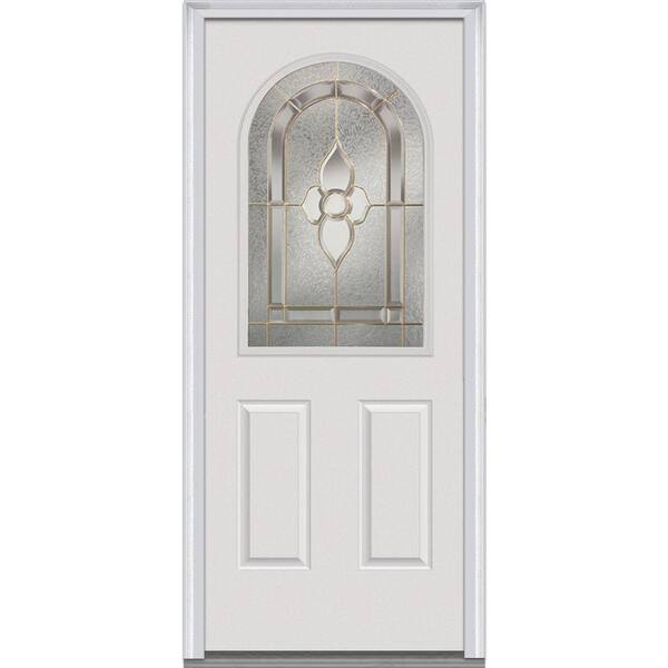 MMI Door 32 in. x 80 in. Master Nouveau Right-Hand Inswing 1/2-Lite Decorative Primed Fiberglass Smooth Prehung Front Door