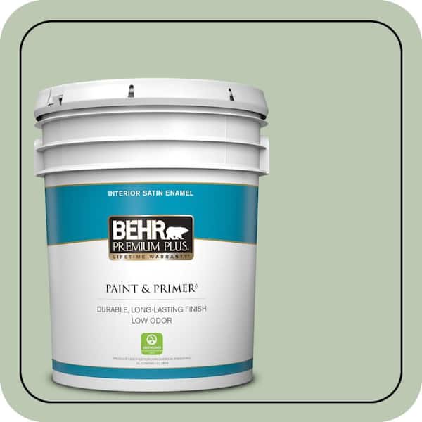 BEHR PREMIUM PLUS 5 gal. #MQ6-45 Composed Satin Enamel Low Odor Interior Paint & Primer
