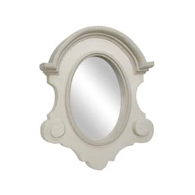 Large Oval Matte White American Colonial Mirror (43 in. H x 40.5 in. W)