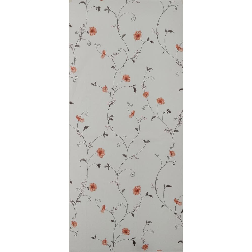 Flowers on Vine Light Grey, Red Vinyl Strippable Roll (Covers 26.6 sq. ft.)