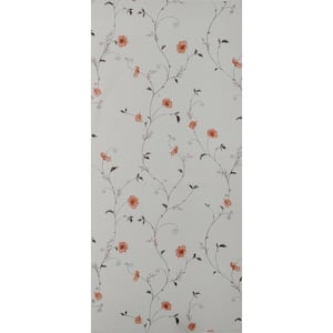 Flowers on Vine Light Grey, Red Vinyl Strippable Roll (Covers 26.6 sq. ft.)