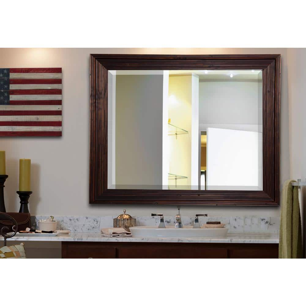 Large Rectangle Brown Beveled Glass Modern Mirror (45.75 in. H x 39.75 ...