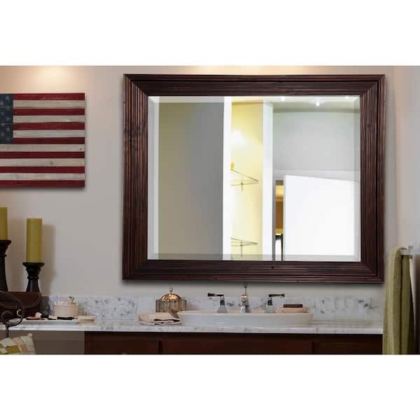 Unbranded Large Rectangle Brown Beveled Glass Modern Mirror (45.75 in. H x 39.75 in. W)