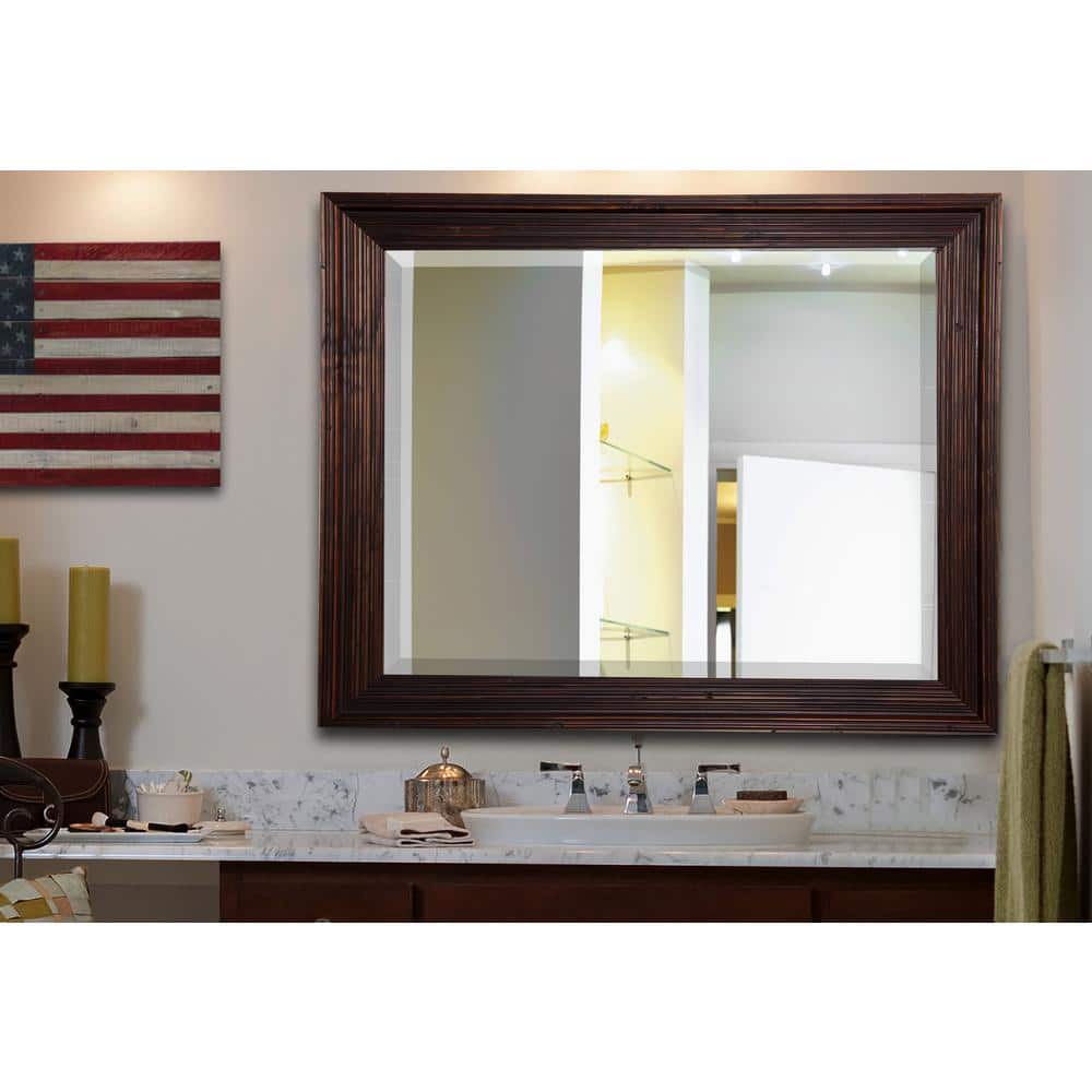 Medium Rectangle Brown Beveled Glass Modern Mirror (32.75 in. H x 26.75 in.