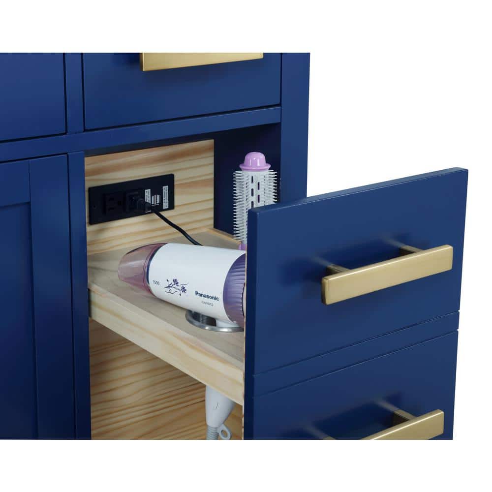 Valentino 54" Blue Birch Single Sink Vanity with Marble Top