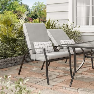 Palma Adjustable Backrest Steel Outdoor Dining Chair With Gray Cushions and Lumbar Pillow (6-Pack)