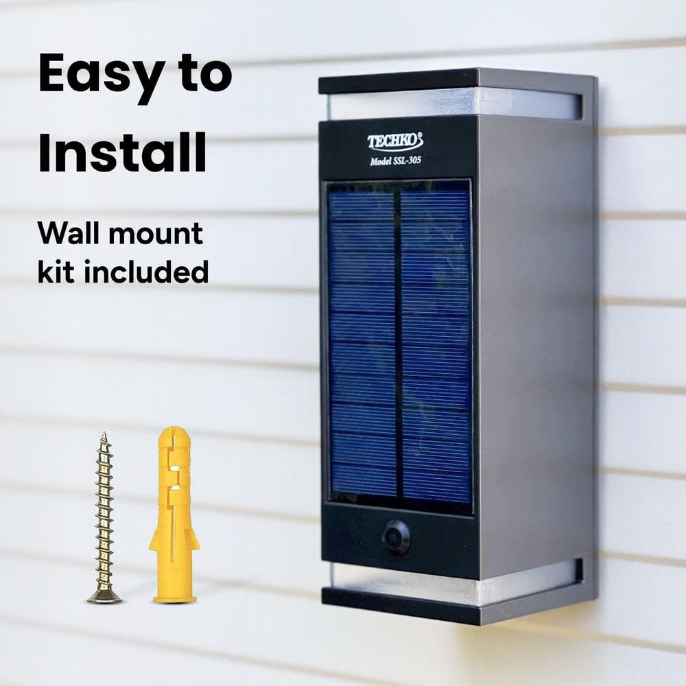 Black Dual-Direction Solar LED Outdoor Wall Sconce