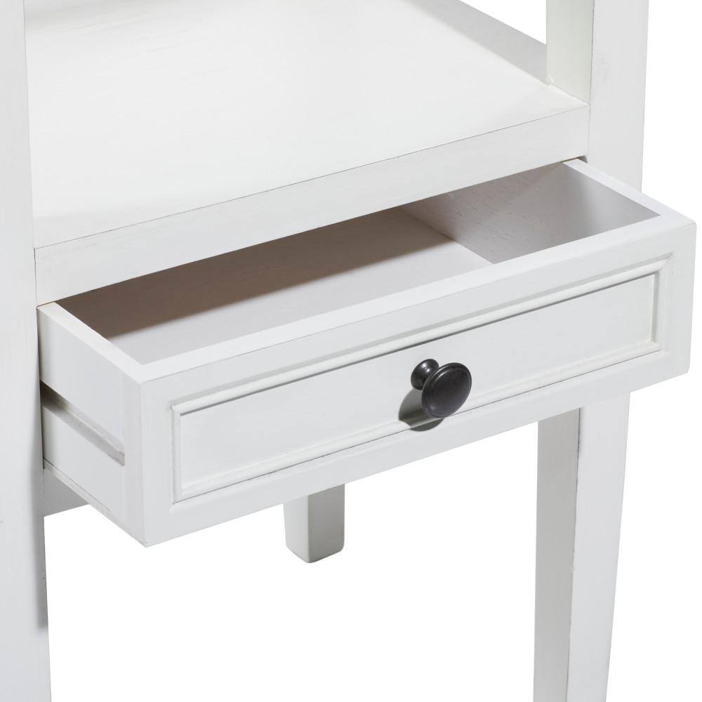 White Pine Traditional Side Table with Drawers and Shelf