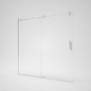 Verie 60 in. W x 60 in. H Frameless Sliding Tub Door in Matte Black with 1/4 in. Clear Tempered Glass