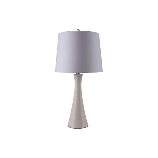 ORE International 27.5 in. Ceramic Ribbed White Table Lamp