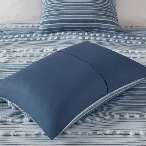 Navy Queen Urban Stripe Quilt and Pillow Sham Set 