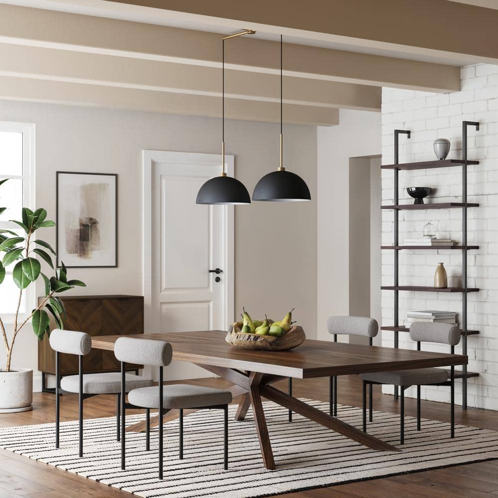 Percy Black and Gold Modern Drum Pendant Light