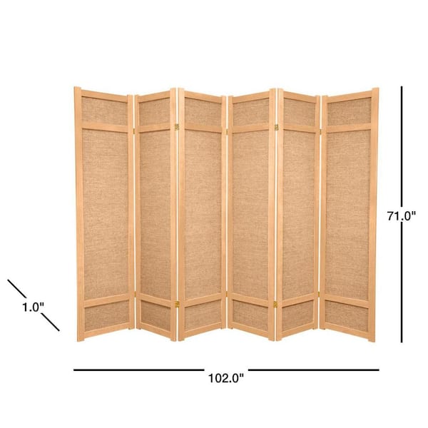6 ft. Natural 6-Panel Room Divider