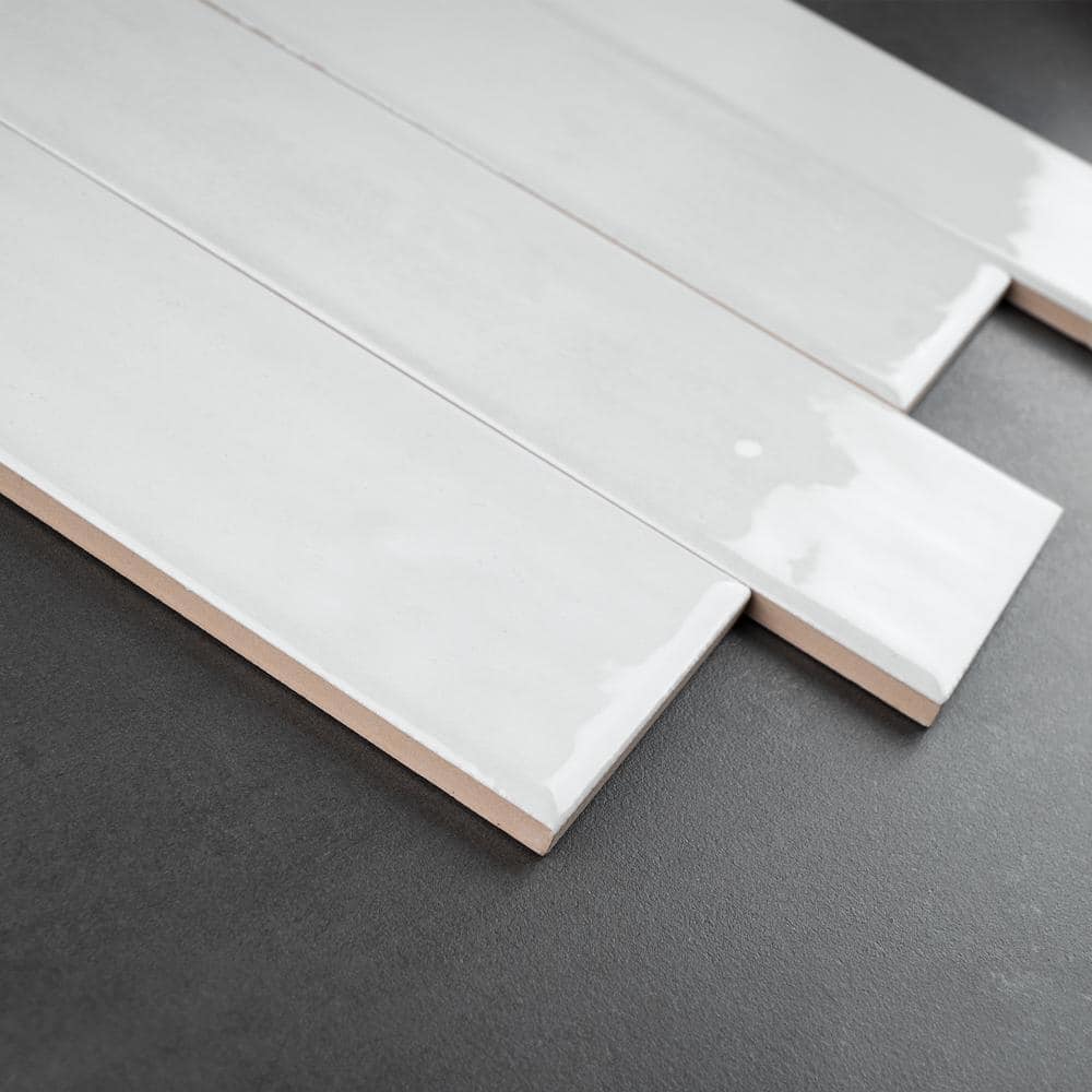 Cyra White Polished Ceramic Subway Wall Tile 2.95 x 11.81