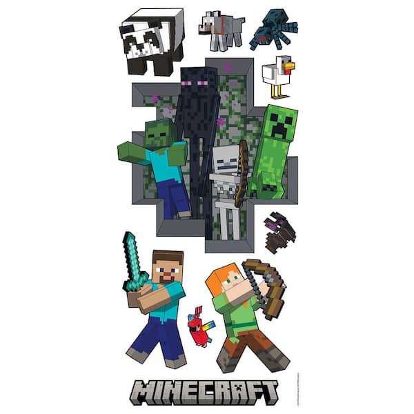10-Piece 18 in. x 34.75 in. Minecraft Hostile Mobs Black Peel and Stick Wall Decals