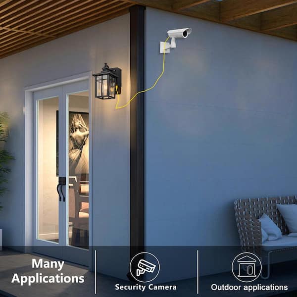 C Cattleya 11 in. Matte Black Dusk to Dawn Outdoor Hardwired Wall