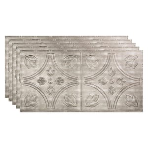 Traditional #5 2 ft. x 4 ft. Glue Up Vinyl Ceiling Tile in Crosshatch Silver (40 sq. ft.)