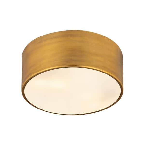 Unbranded - Harley 12 in. 2-Light Rubbed Brass Flush Mount