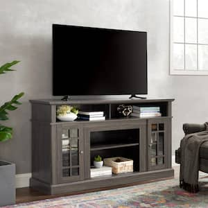 Classic Dark Walnut Color TV Media Stand Entertainment Center Fits TVs up to 65 in. with Open and Closed Storage Space