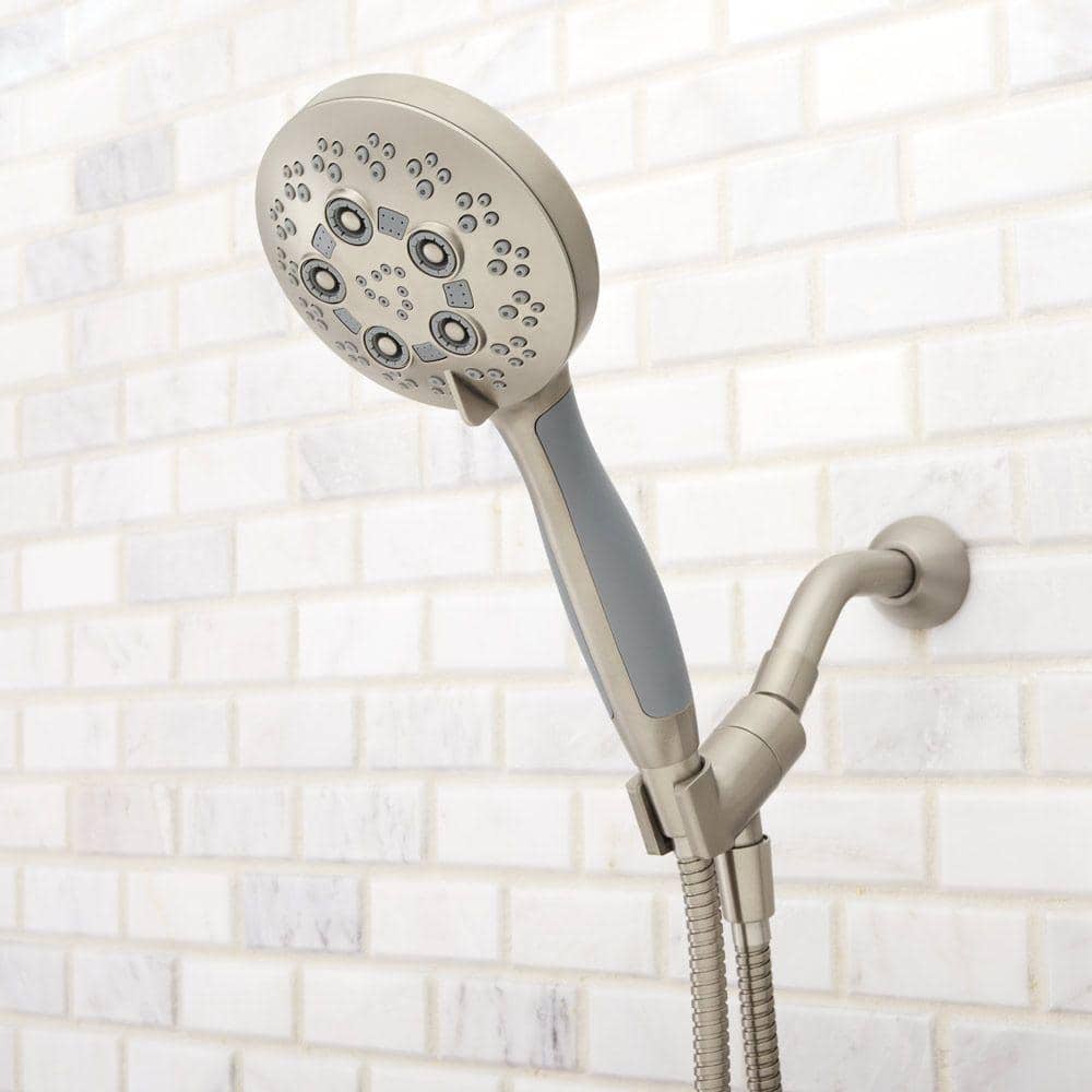 Brushed Nickel 5-Spray Handheld Shower Head with 5-Foot Hose