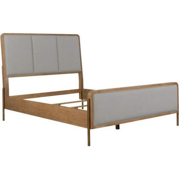 banabaページ Benjara Niko Gray and Brown Wood Frame Queen Size Panel Bed