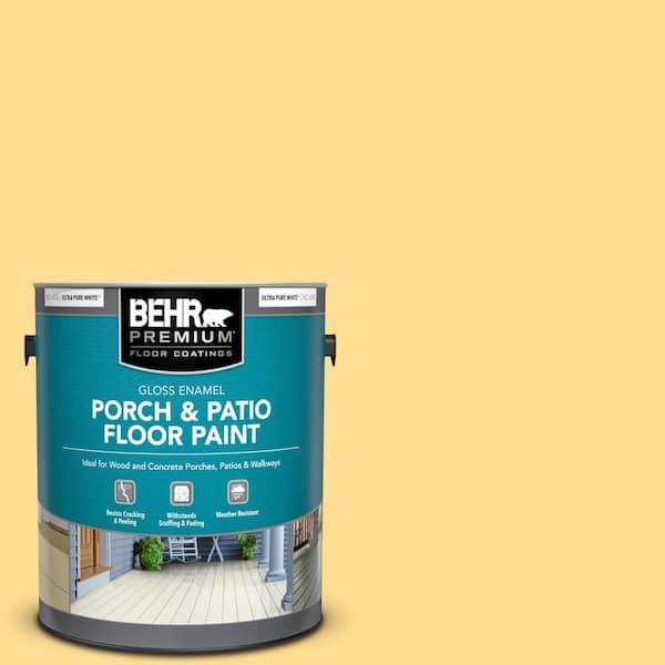 BEHR PREMIUM 1 gal. #320B-4 Lemon Pound Cake Gloss Enamel Interior/Exterior Porch and Patio Floor Paint