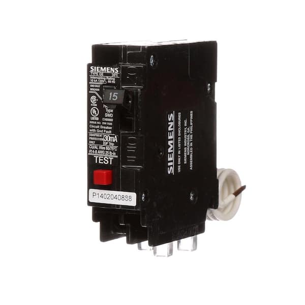 Siemens 15 Amp Single-Pole Type QE Ground Fault Equipment Protection ...