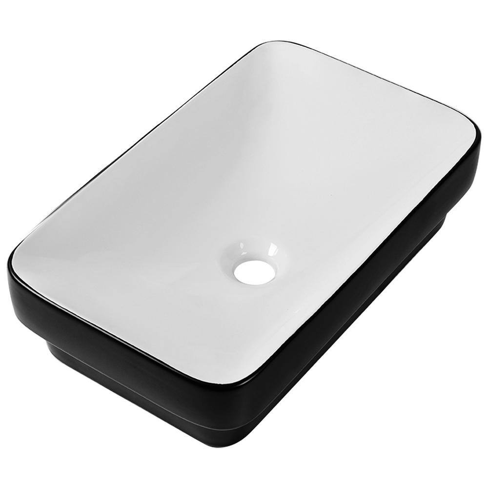 DeerValley Ally 19'' x 12'' Drop-In Bathroom Sink Semi-Recessed Vessel Sink Rectangular Above Counter Basin