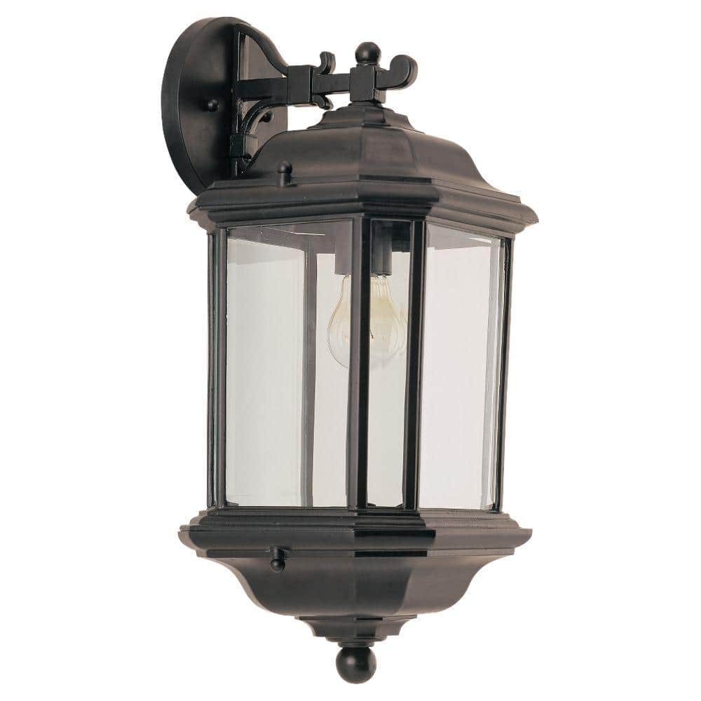 Generation Lighting Kent 1-Light Black Outdoor 19.25 in. Wall Lantern  Sconce 84032-12 The Home Depot