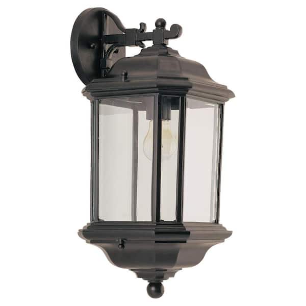 Generation Lighting Kent 1-Light Black Outdoor 19.25 in. Wall Lantern Sconce
