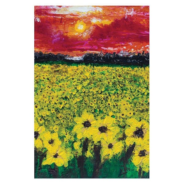 VENICE BEACH Collections Field of Sunset Abstract Design-Blues by Sarah Wahl 1-Piece Unframed Canvas Drawing Print 20 in. x 30 in.