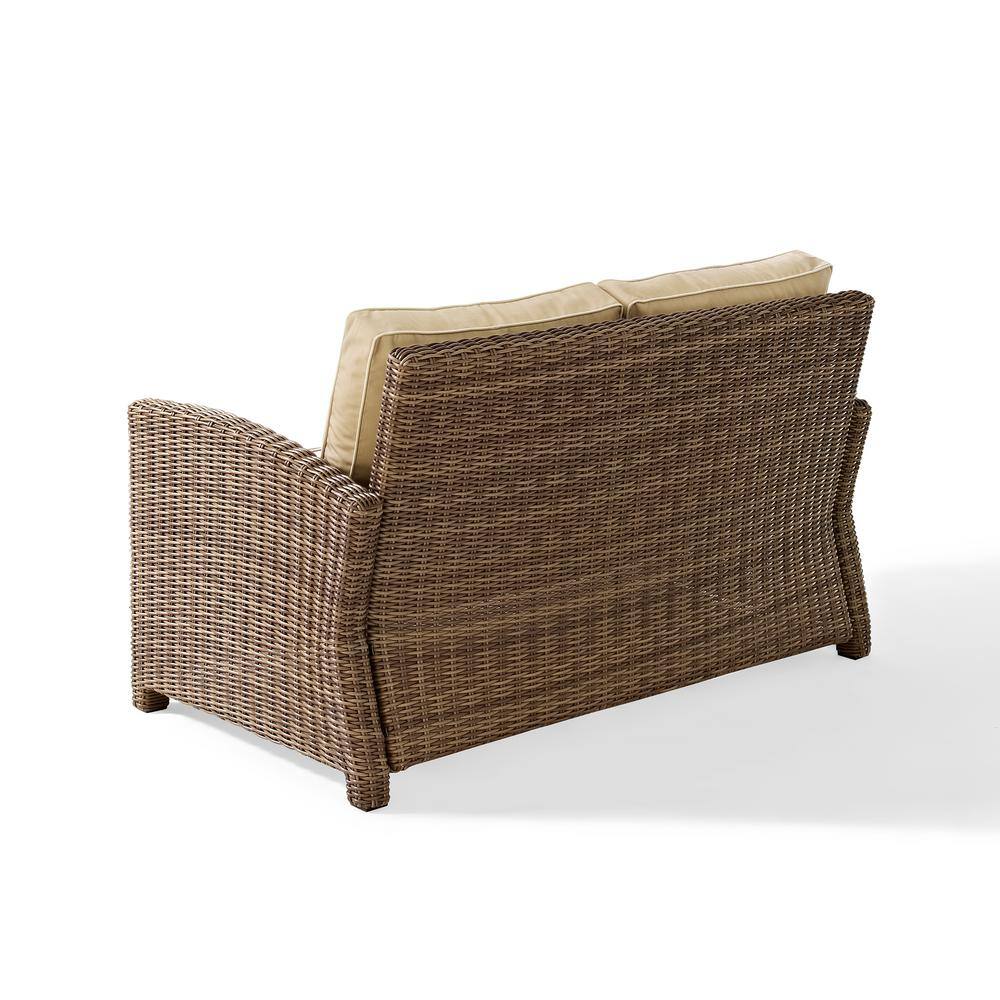 Sand and Brown Wicker Lawson Outdoor Loveseat