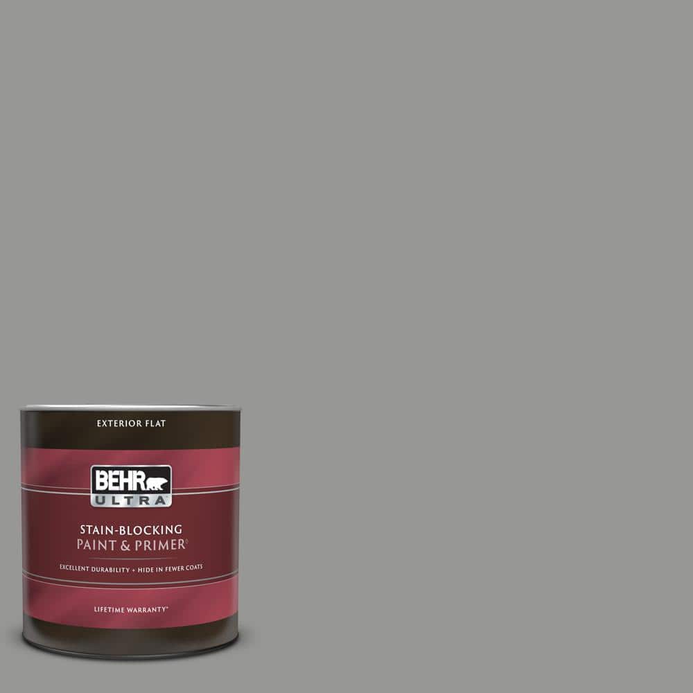 BEHR ULTRA 1 qt. PPU2419 Shark Fin Flat Exterior Paint & Primer 485404 The Home Depot