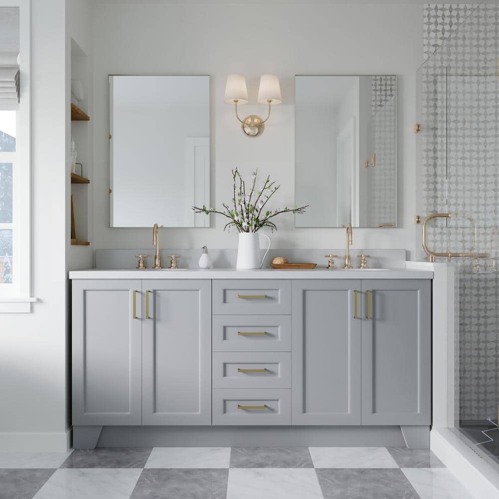 ARIEL Taylor 73 in. W x 22 in. D Bath Vanity in Grey with Pure White ...