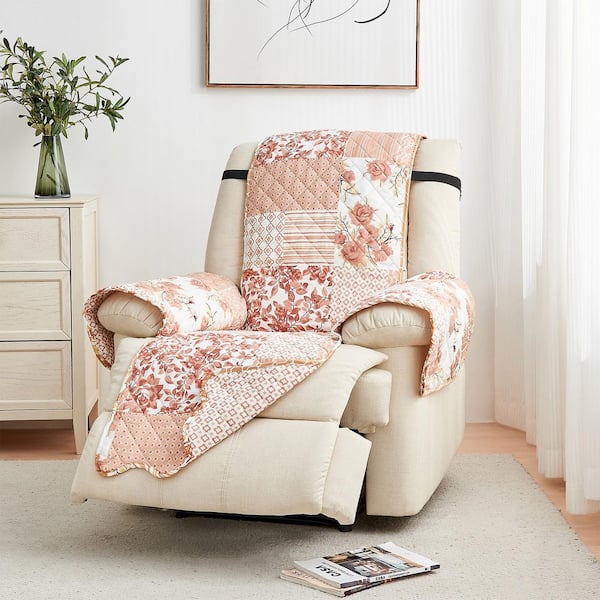 Patchwork-Dusty Rose Reversible Floral Microfiber Recliner Furniture Protector