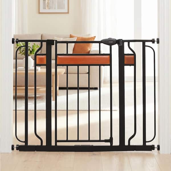 30 in. - 41.5 in. Home Accents Baby Gate, Pressure Mounted, Black and Cherry Wood