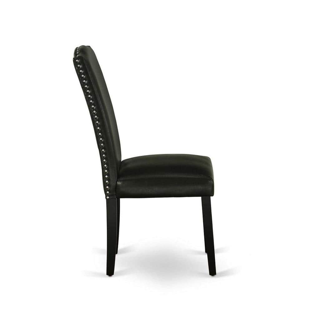 Dudley 5-Piece Black Wood Dining Set with Faux Leather Chairs