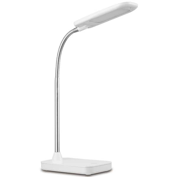 Globe Electric 14 in. White and Chrome Integrated LED Desk Lamp